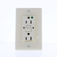 Hubbell 5-15R 15A Self-Test Hospital Grade GFCI GFI Receptacle Outlet Almond Straight Blade 2P3W GFRST82AL