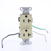 Hubbell Ivory COMMERCIAL Duplex Receptacle Wire Leads 5-20R 20A 125V CR20IP1