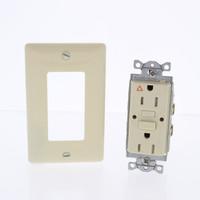 Hubbell 15A Almond Isolated Ground 5-15R Self-Test GFI Weather Tamper Resistant Outlet Receptacle GFTWRST15ALIG