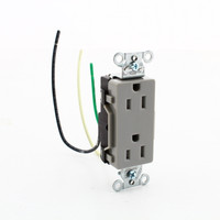 Hubbell Gray 15A TR Decorator Receptacle 5-15 w/ 6.5" Stranded Leads DR15GRYTRP2