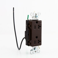 Hubbell Brown 20A TR Decorator Receptacle 5-20 w/ 6.5" Solid Leads Bulk DR20TRP1