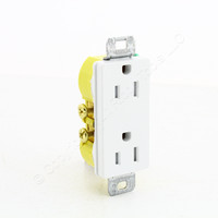 Hubbell White Tamper Resistant Decorator Receptacle 15A Earless RRD15SWTRM2