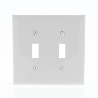 Eaton White 2-Gang Mid-Size UNBREAKABLE Toggle Switch Cover Nylon Wallplate PJ2W