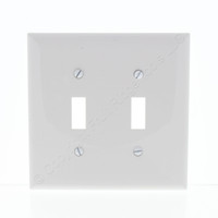 Eaton White 2Gang Mid-Size UNBREAKABLE Toggle Switch Cover Nylon Wallplate PJ2W