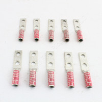 10 Hubbell Bonding Grounding Compression Lugs 1/0 AWG 3/8" Holes 1" Spacing Pink #12 Die HGBL10DB (Burndy YAZ252TC38)