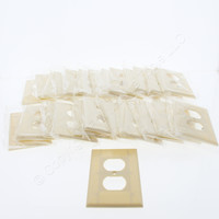25 Eaton Ivory One Gang Duplex Receptacle Plastic Thermoset Wallplate Covers Mid-Size 2032V