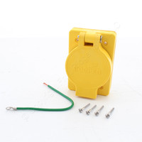 Eaton Yellow Watertight Single Locking Outlet Flid Lid Non-NEMA 20A 125/250V 7314RW