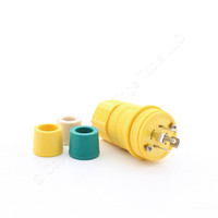 Eaton Yellow Watertight Turn Twist Locking Plug Hart-Lock NEMA L23-20P 20A 347/600V 3 Phase Y 4P5W Grounding L2320PW