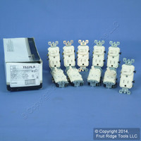 10 Leviton Almond TAMPER RESISTANT COMMERCIAL Wall Toggle Light Switches Outlet Receptacle 15A T5225-A
