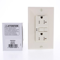 Eaton Lt Almond Tamper Resistant GFCI Self-Test Outlet Duplex Receptacle 20A NEMA 5-20R TRSGF20LA