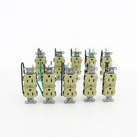 10 Hubbell Ivory COMMERCIAL Receptacle Outlets 15A 125V 8" Wire Leads CR15IP1