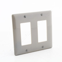 Hubbell Gray Decorator UNBREAKABLE Oversized 2-Gang Wallplate Rocker Cover HPS2347GY