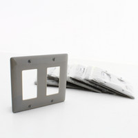 10PK Hubbell Gray Decorator UNBREAKABLE Oversized 2G Wallplate Rocker Covers HPS2347GY