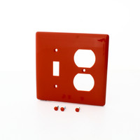 Hubbell Red 2-Gang UNBREAKABLE Wallplate Switch Duplex Receptacle Outlet Cover NP18R
