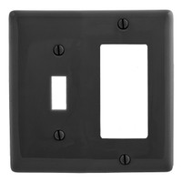Hubbell Black UNBREAKABLE 2-Gang Toggle Switch Decorator Cover Wallplate NP126BK
