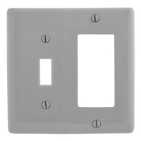 Hubbell Gray UNBREAKABLE 2-Gang Toggle Switch Decorator Cover Wallplate NP126GY