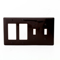 Hubbell Brown 4-Gang Combination Decorator/Rocker/GFCI Toggle Switch Cover UNBREAKABLE Wallplate NP2262