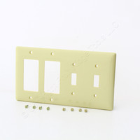 Hubbell Ivory 4Gang Decorator/Rocker Toggle Switch UNBREAKABLE Wallplate NP2262I