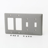 Hubbell Gray 4-Gang Combination Decorator/Rocker/GFCI Toggle Switch Cover UNBREAKABLE Wallplate NP2262GY
