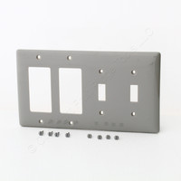 Hubbell Gray Standard 4-G Decorator Toggle Combination Nylon Wallplate NP2262GY