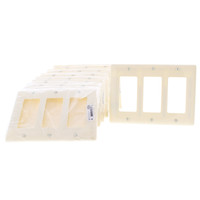 10 Hubbell Almond 3-Gang Decorator Rocker Switch GFCI Wallplates UNBREAKABLE Nylon Cover NP263AL