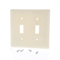 Hubbell Almond UNBREAKABLE Nylon 2-Gang Switch Cover Wallplate Switchplate NP2AL