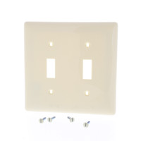 Hubbell Almond UNBREAKABLE 2-Gang Toggle Switch Cover Nylon Wallplate Switchplate NP2AL