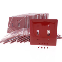 25 Hubbell RED UNBREAKABLE 2-Gang Toggle Switch Covers Nylon Wallplate Switchplate NP2R