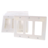 10 Hubbell "Office White" 3-Gang Decorator Rocker Switch GFCI Wallplates UNBREAKABLE Nylon Cover NP263OW