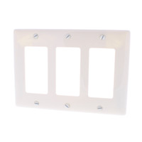 Hubbell "Office White" 3-Gang Decorator Rocker Switch GFCI Wallplate UNBREAKABLE Nylon Cover NP263OW