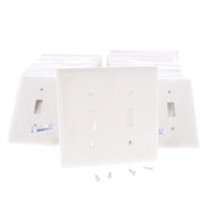 25 Hubbell "Office White" UNBREAKABLE 2-Gang Toggle Switch Covers Nylon Wallplate Switchplate NP2OW