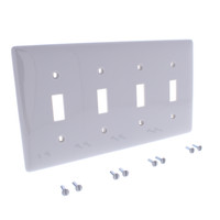 Hubbell Gray UNBREAKABLE 4-Gang Toggle Switch Cover Nylon Wallplate Switchplate NP4GY