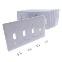 10 Hubbell Gray UNBREAKABLE 4-Gang Toggle Switch Covers Nylon Wallplate Switchplate NP4GY