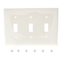 Hubbell Office White UNBREAKABLE Nylon 3-Gang Toggle Switch Cover Wallplate Switchplate NP3OW