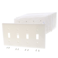 10 Hubbell Light Almond UNBREAKABLE 4-Gang Toggle Switch Covers Nylon Wallplate Switchplate NP4LA