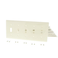10 Hubbell Ivory UNBREAKABLE 5-Gang Toggle Switch Covers Nylon Wallplate Switchplate NP5I