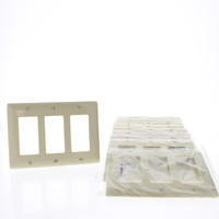 10 Hubbell Ivory 3-Gang Decorator Rocker GFCI Wallplates UNBREAKABLE Cover NP263I