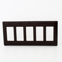 Hubbell Brown 5-Gang Decorator Rocker Switchplate UNBREAKABLE Nylon Switch Wallplate NP265