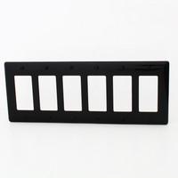 Hubbell Black 6-Gang Decorator Rocker Switch Cover Switchplate UNBREAKABLE Nylon Decorator Wallplate NP266BK