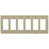 Hubbell Ivory 6-Gang Decorator Rocker Switch Cover Switchplate UNBREAKABLE Nylon Decorator Wallplate NP266I