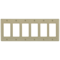 Hubbell Ivory Standard Size 6-Gang Decorator Unbreakable Nylon Wallplate GFCI GFI Cover NP266I