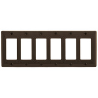 Hubbell Brown 6-Gang Decorator Rocker Switch Cover Switchplate UNBREAKABLE Nylon Decorator Wallplate NP266