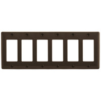 Hubbell Brown 6-Gang Decorator Rocker Switch Cover Switchplate UNBREAKABLE Nylon Decorator Wallplate NP266