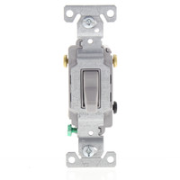 Eaton Gray COMMERCIAL Grade Toggle Light Switch 3-Way 15A 120/277V Bulk CS315GY