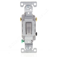 Eaton Gray COMMERCIAL Grade Toggle Light Switch 3-Way 15A 120/277V Bulk CS315GY