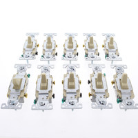 10 Eaton Ivory COMMERCIAL Toggle Wall Light Switches 3-Way Control 20A CS320V
