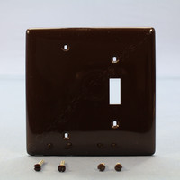 Hubbell Mid-Size Brown Thermoplastic 2-Gang Blank Switch Cover Nylon Wallplate NPJ113