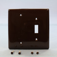 Hubbell Brown Mid-Size UNBREAKABLE 2-Gang Blank Toggle Switch Cover Nylon Wallplate NPJ113