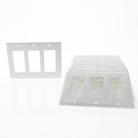 10 Eaton White Standard Size Decorator 3-Gang Thermoset Wallplate GFCI GFI Covers 2163W