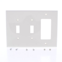 Eaton Light Almond Mid-Size 3Gang Decorator Toggle Combo Nylon Wallplate PJ226LA